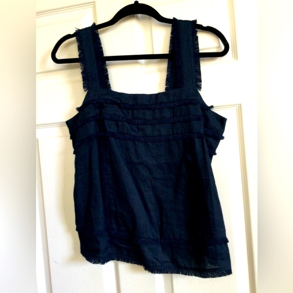 J Crew Navy Linen Top NWT